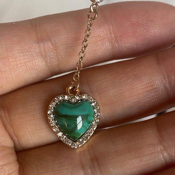 Chain earrings with Dangle turquoise heart and a cross - Picture 4 of 6